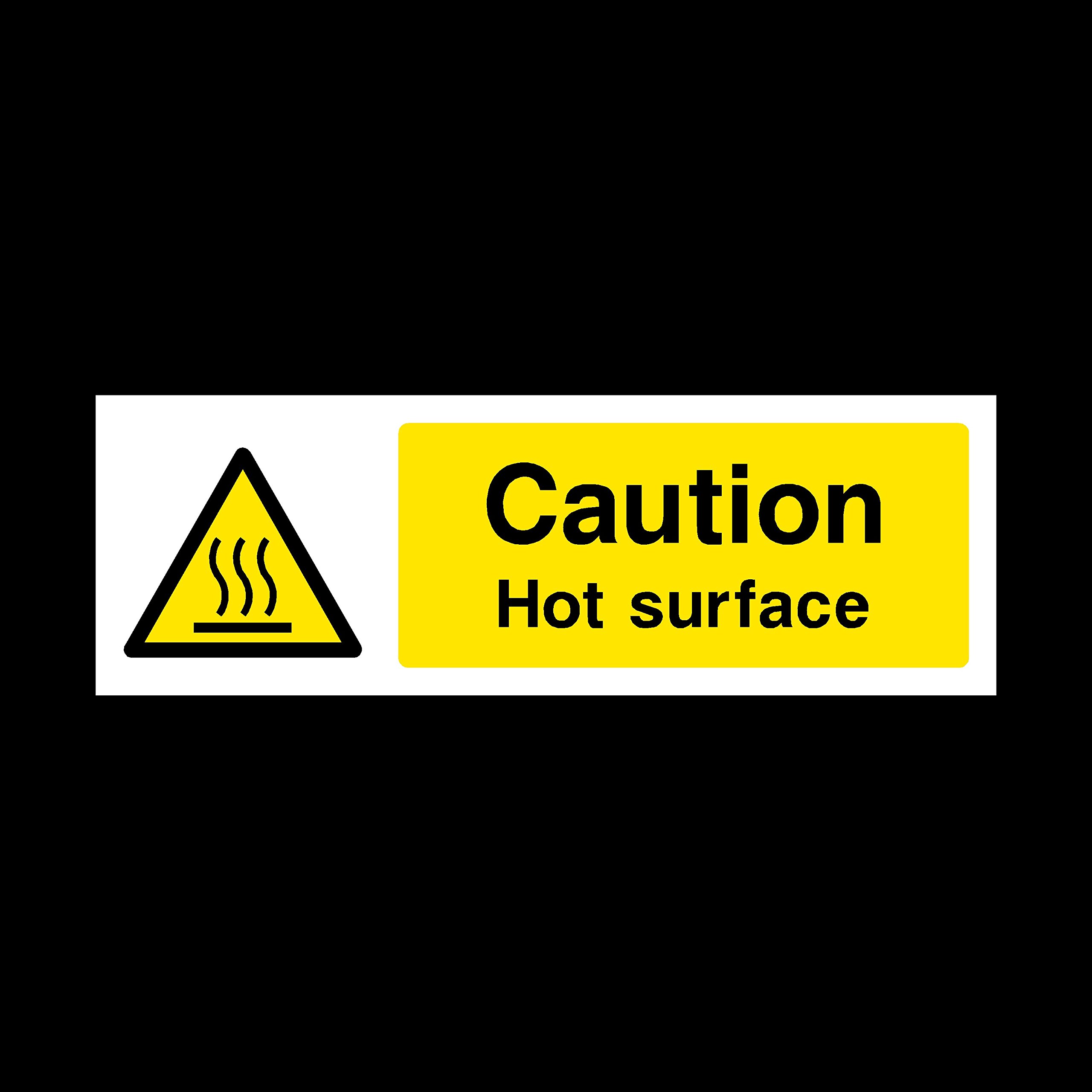 Ussp&S 50X Caution Hot Surface Sign 300Mm X 100Mm - Self Adhesive Sticker (Fp72)