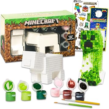 Minecraft Paint Your Own Figurines Set - Bundle with DIY Painting Set Featuring Minecraft, More | Minecraft Painting Kit for Kids