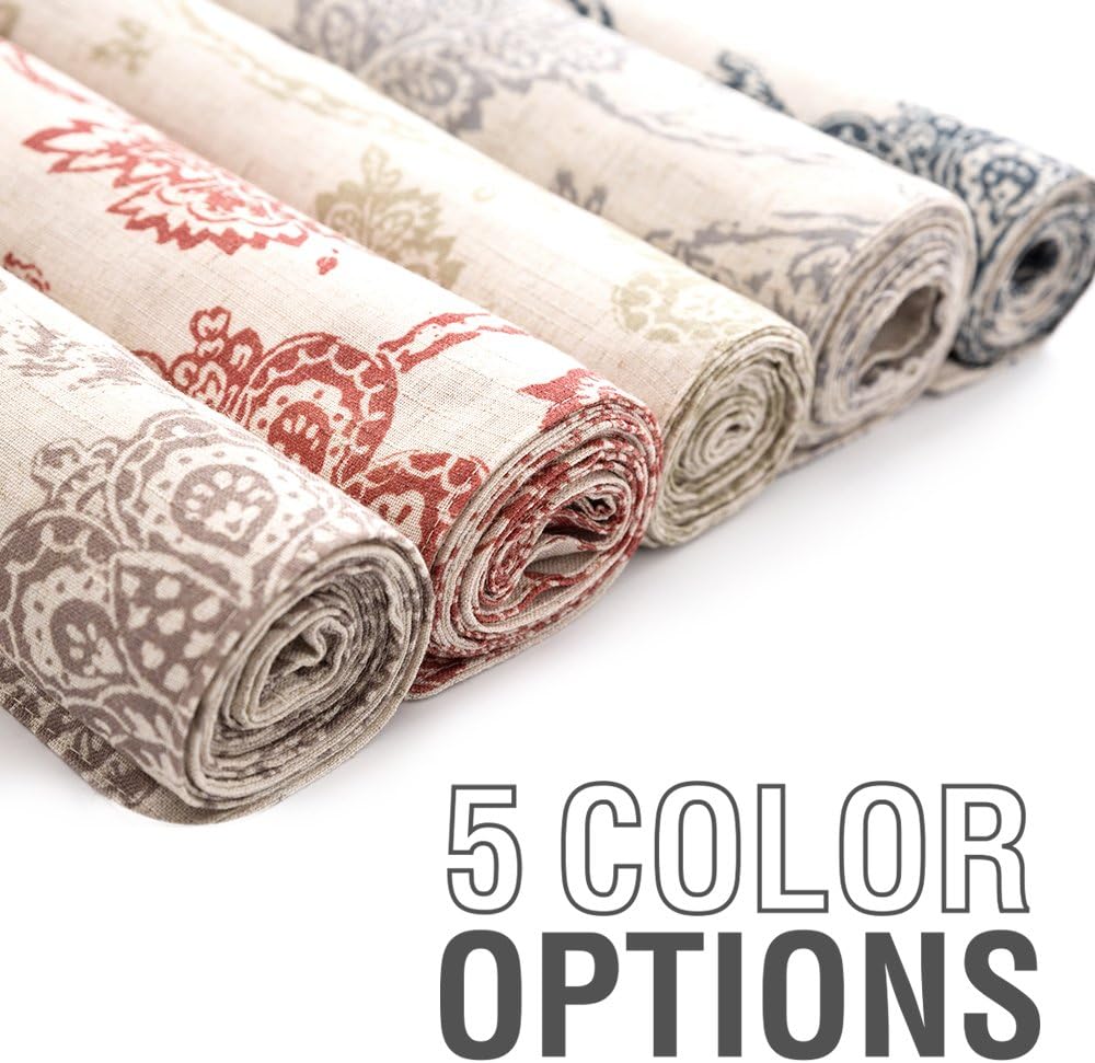 jinchan Linen Table Runner Farmhouse Scroll Pattern Table Runner Decorative Burlap Table Runners 72 Inches Long Floral Coffee Table Runner for Dresser Dining Room 1 Panel 13x72 Inch Blue on Beige