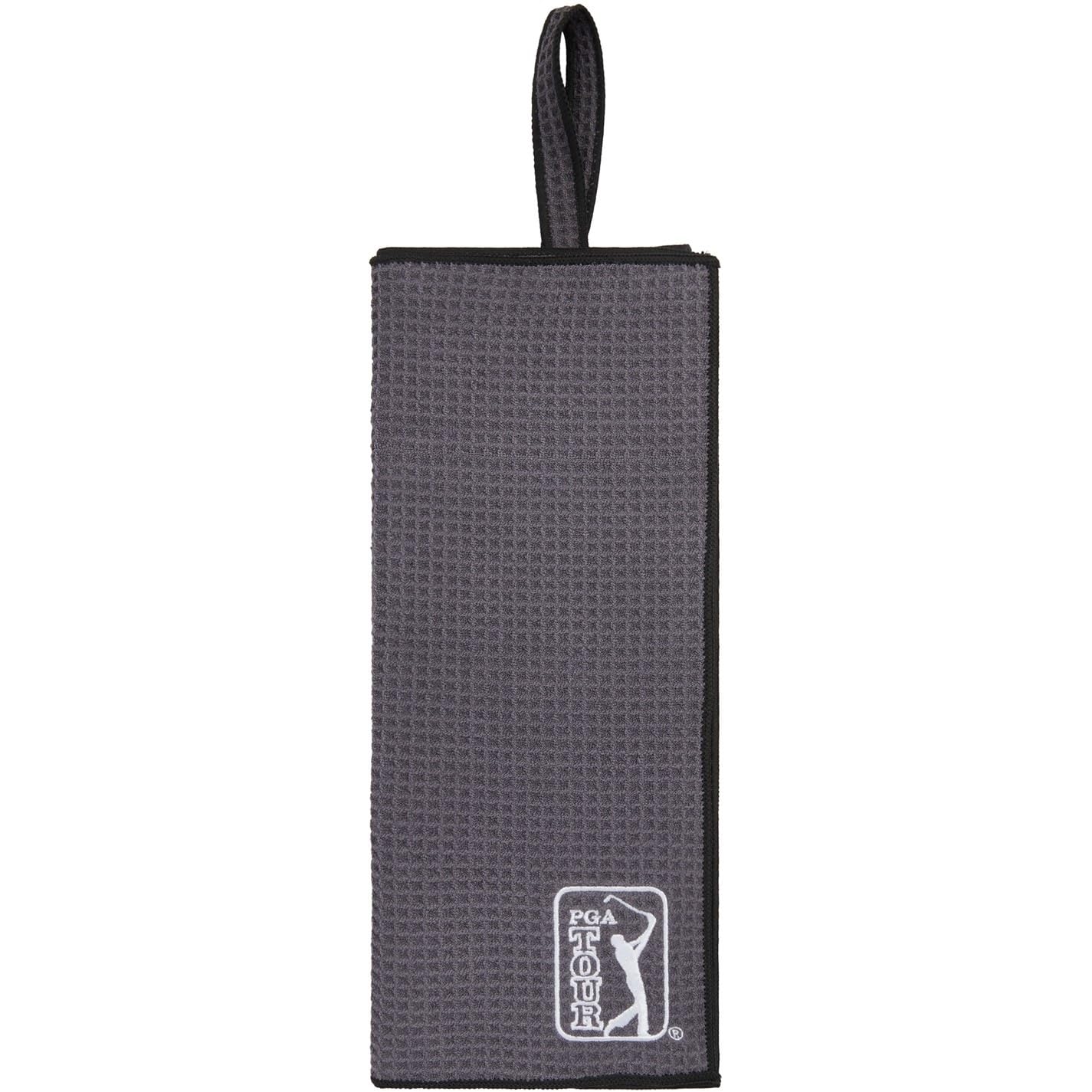 PGA Tour - Golf Towel, Premium Microfibre Towel, Bag-loop, 38” x 16”, Golf Accessories, Asphalt, OS