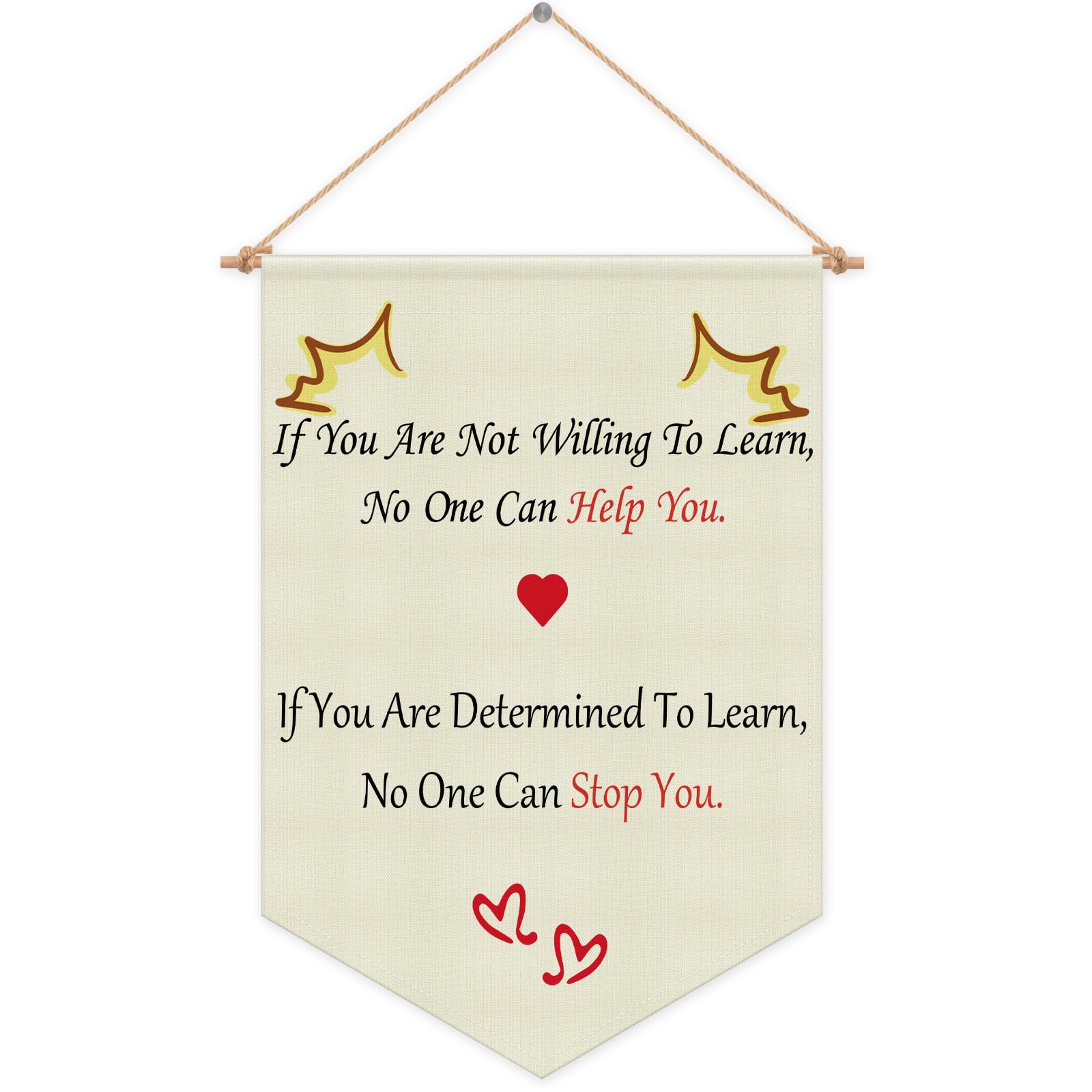 Motivational Wall Banner Classroom Banner Hanging Pennant Flag Playroom Banners Positive Quotes Inspirational Wall Sign Decor for Nursery Kids Room Bedroom Banners Christmas Birthday Gift Linen