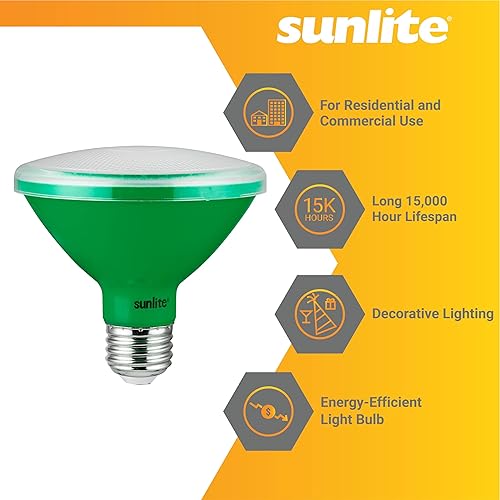 Miniatura 7 de Sunlite 81474 PAR30 - Foco empotrable LED de cuello corto, 8 W (equivalente a 75 W), base mediana (E26), reflector, certificación ETL, ámbar, 1