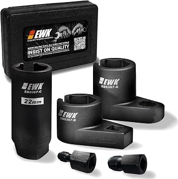5-Piece Offset Automotive Oxygen Sensor Socket & Thread Chaser Set, Heavy-Duty Build Oxygen Sensor Removal & Thread Repair Kit