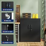 Yizosh Armoire de rangement de garage en métal avec 2 Portes et 2 Tablettes réglables - 35.4" Armoire de fichiers verrouillables en acier, Armoire pour comptoir de rangement pour le bureau intérieur,Garage,Gym,École(Noir)
