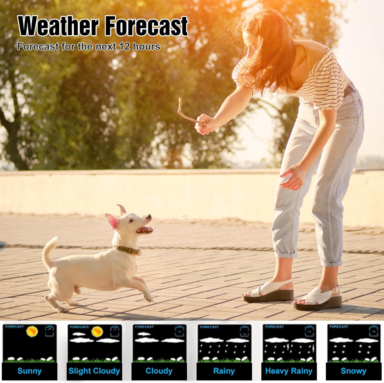 Projection Alarm Clock with Weather Station, Atomic Alarm Clocks for Bedrooms, Radio Control Clock with WWVB Function Dual Alarms Snooze Outdoor Wireless Temperature Humidity Sensor