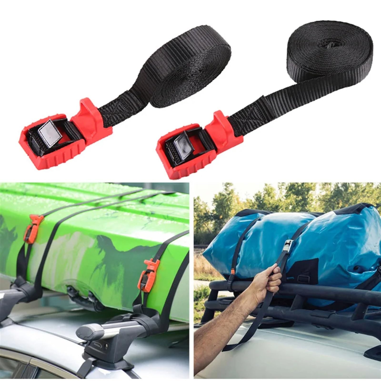 Cinghie Di Fissaggio Universali Per Ciglia Bagagli Con Fibbia A Camma In Metallo 500KG 4.5M Cinghie Di Ancoraggio Per Portapacchi Per Kayak Da Surf Auto Portapacchi Barre Tetto(2 pieces)