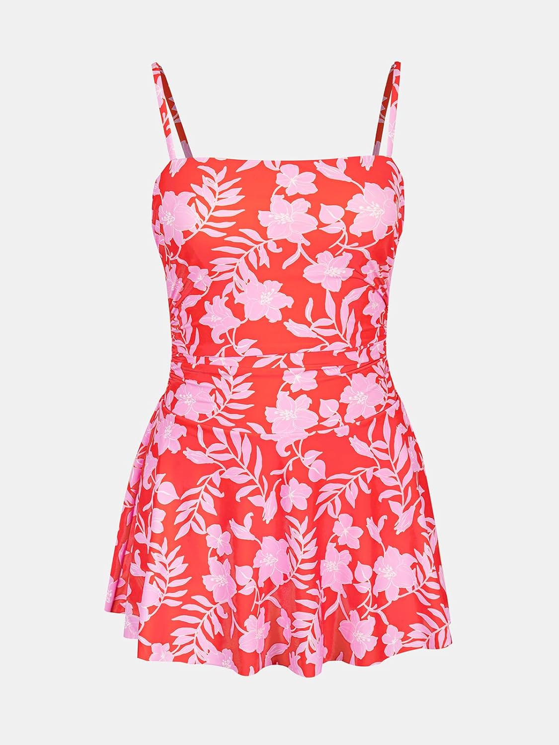 CUPSHE Women's One Piece Swimsuit Swim Dress Square Neck Ruched Spaghetti Adjustable Straps Bathing Suit - Image 6