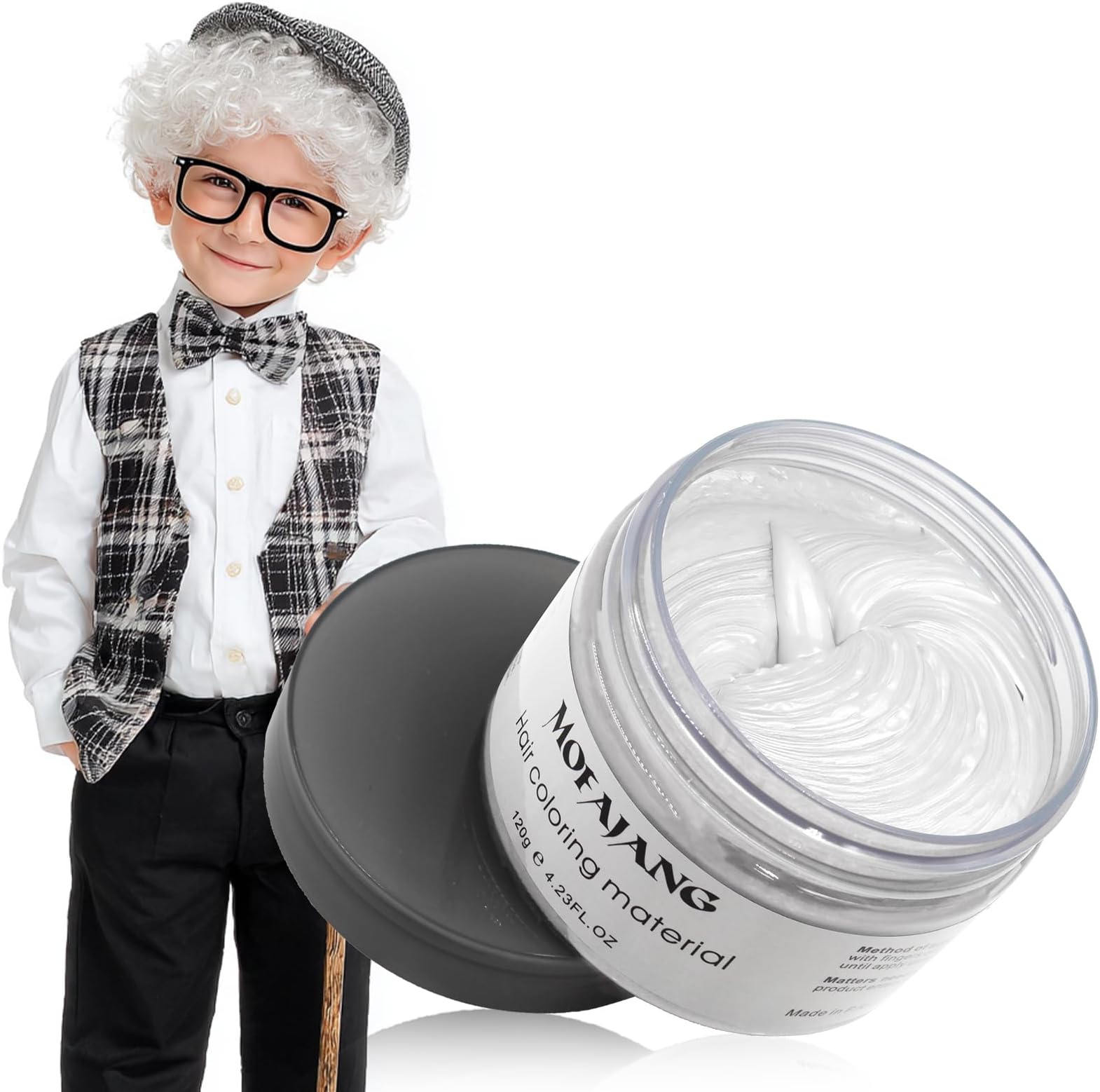 White Temporary Hair Color Wax - SOVONCARE Washable Hair Dye for Men & Women, All-Day Hold Disposable Hair Styling Clays for Party, Cosplay & Daily 4.23 oz