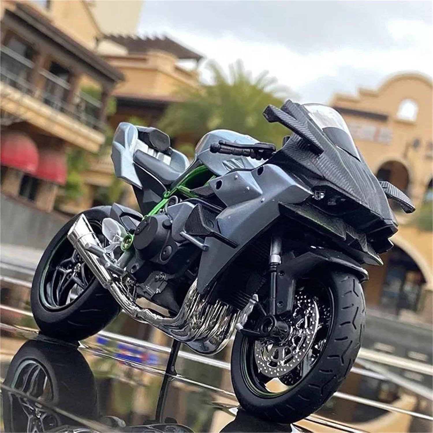 Collection 1/12 for H2R Static Die Casting Model Alloy Sound and Light Toy Collection Motorcycle(Blue)