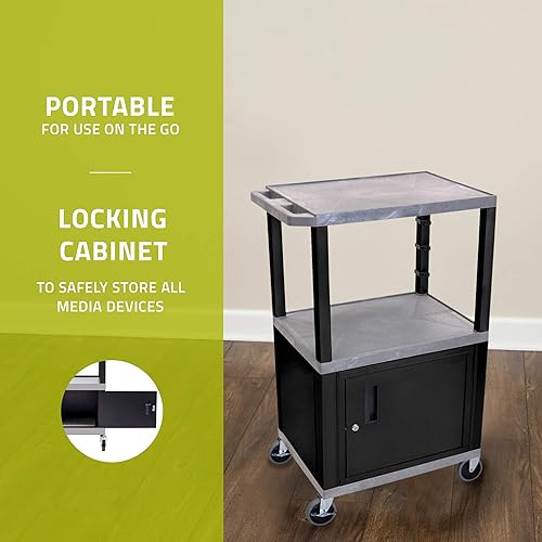 Miniatura 3 de Luxor - Carro AV de 42 "H - Gabinete de 3 estantes - Patas negras (WT42GYC2E-B)