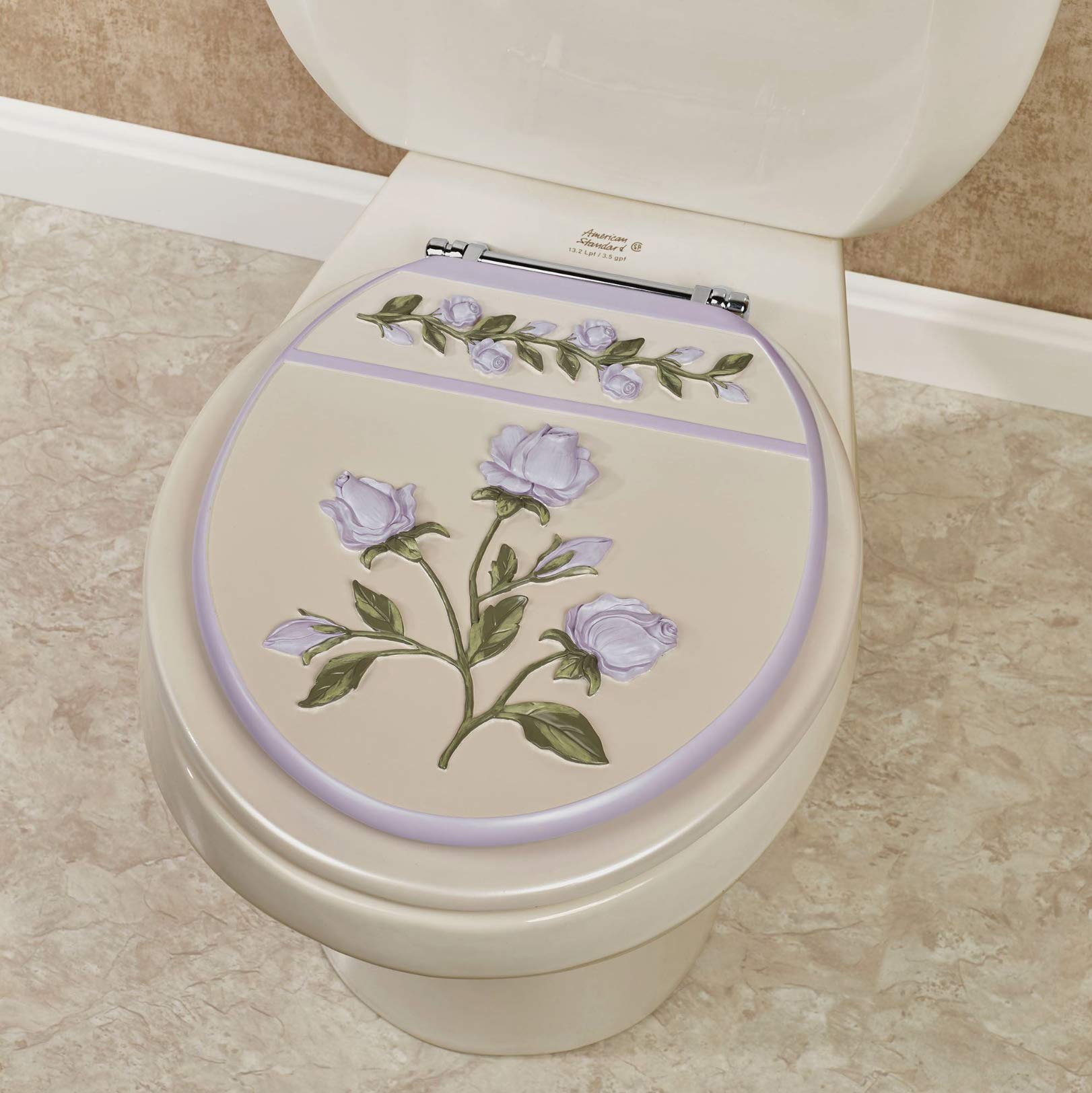 Enchanted Rose Standard Toilet Seat Lavender Ivory