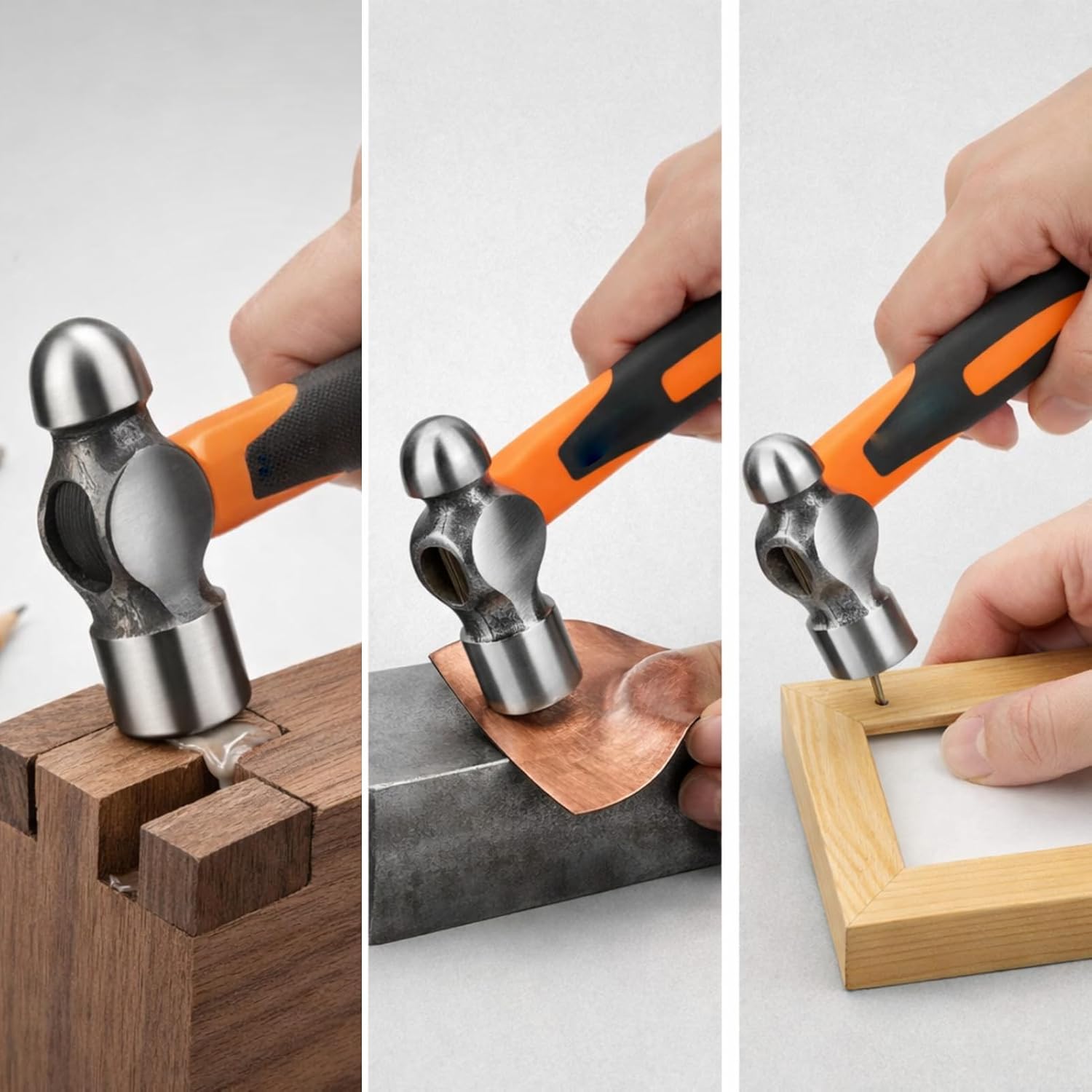 AUNMAS 0.5Lb Ball Peen Hammer, Mini Steel Round Head Hammer, Jewelry Making Metalworking Delicate Tasks Small Hand Tool