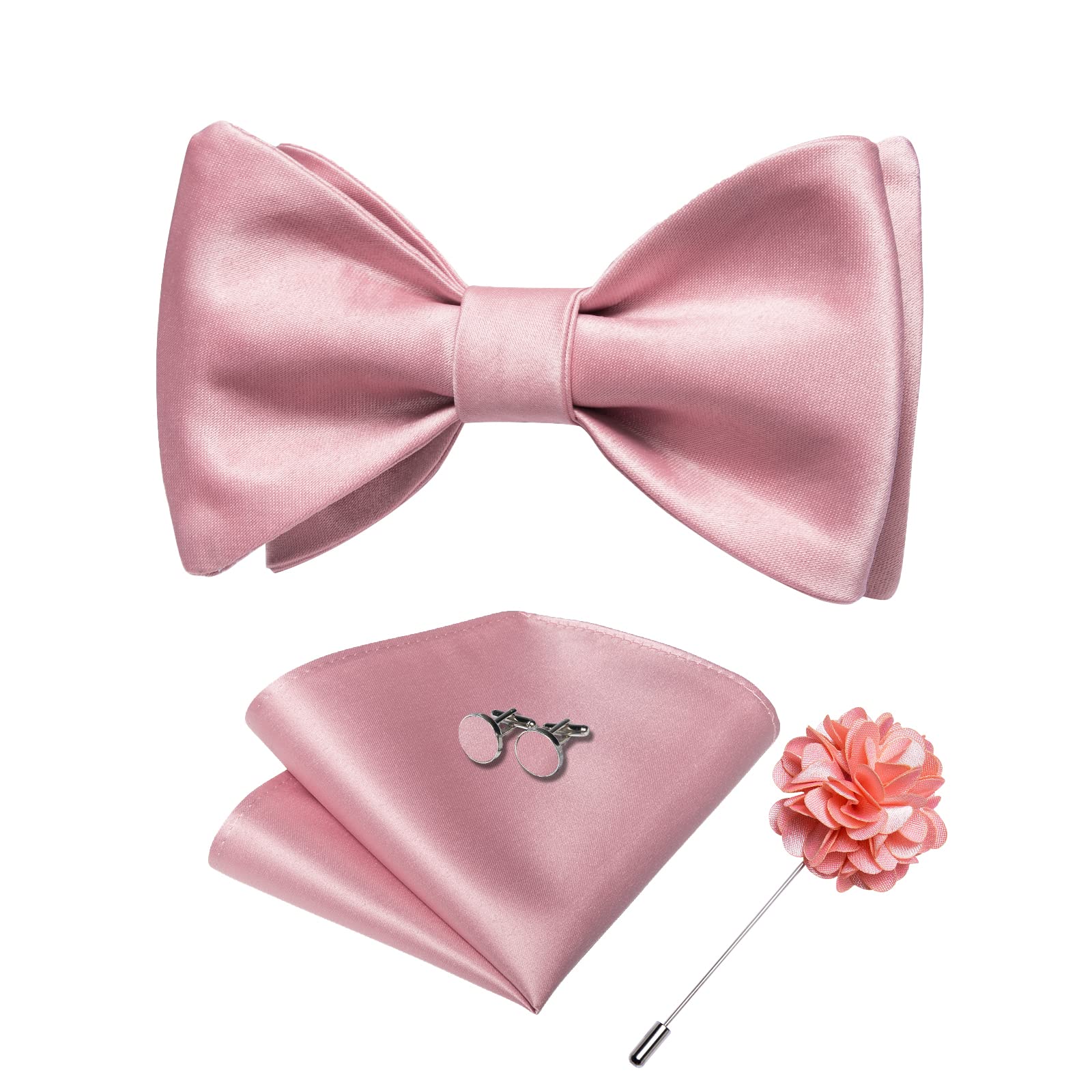 DiBanGu Satin Bow tie Self-Tied Bowtie Set for Men Wedding Prom