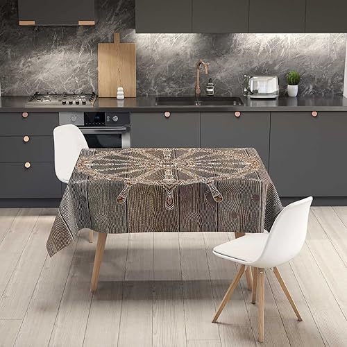 Miniatura 2 de Azul marino Manteles para Mesa De 6 Sillas Umber Brownsmall Mesa de picnic resistente a las arrugas, 52 x 70 pulgadas