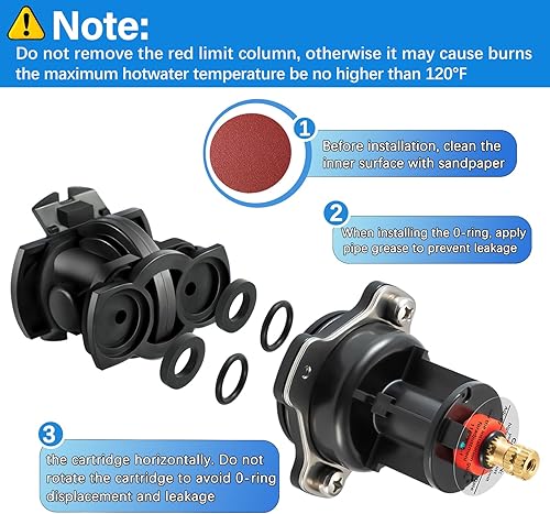 Miniatura 3 de GP876851 Kit de tapa mezcladora y cartucho de equilibrio de presión, para válvulas de ducha Kohler K-304 y K-11748, kit de reparación de cartucho de