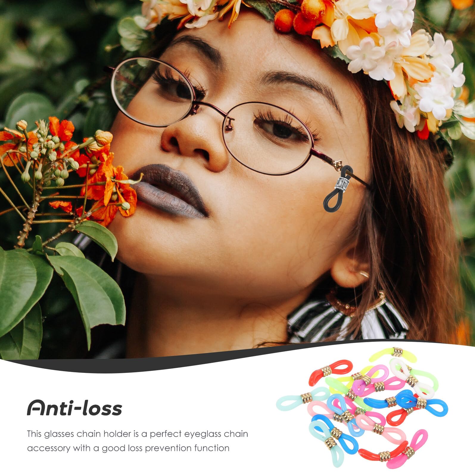 UPKOCH Lot De 60 Embout Antidérapant Pour Porte-chaîne De Lunettes Connecteurs En Silicone Multicolores Accessoires Réglables Pour Lunettes De Soleil Usage Quotidien Diamètre Standard