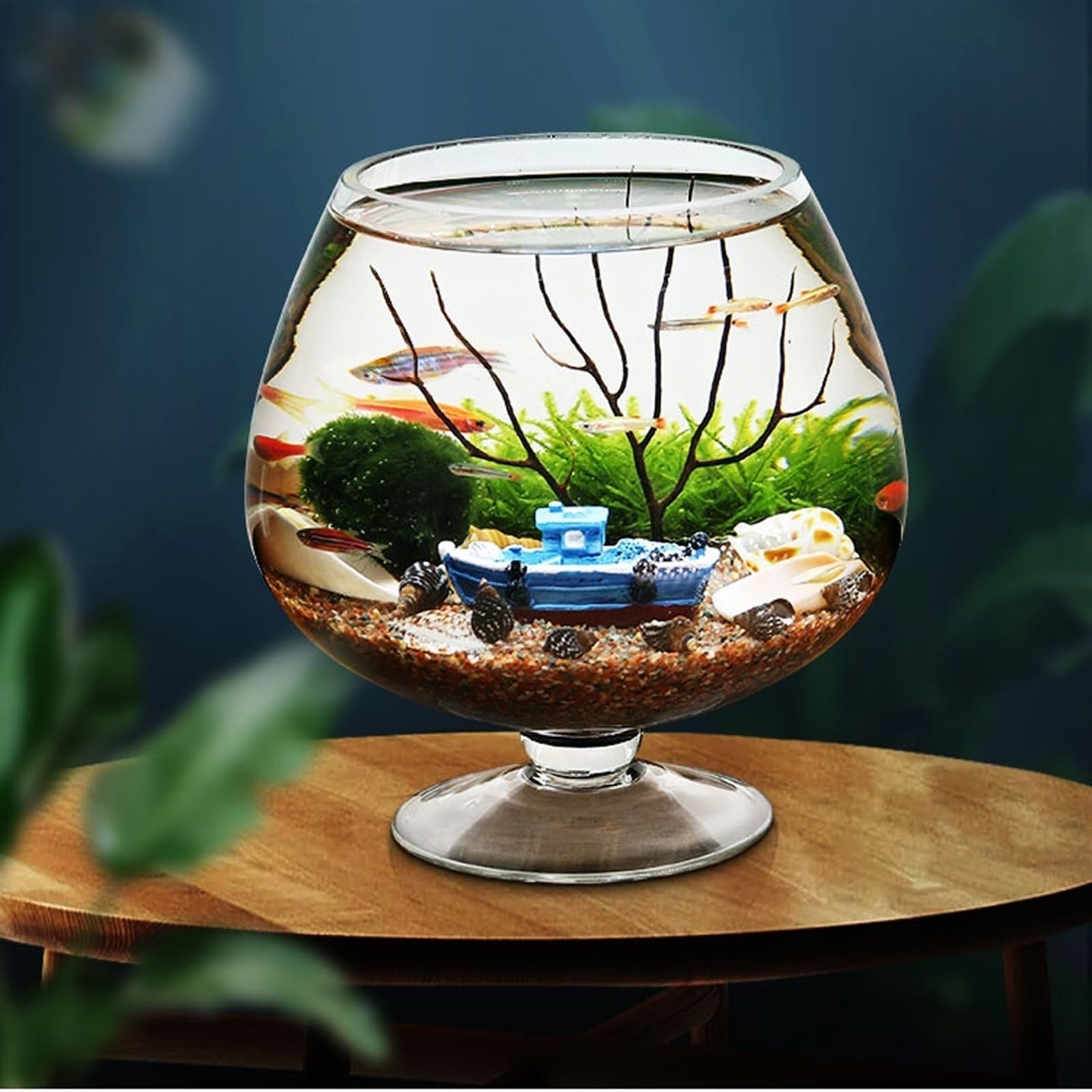Acuario Tanque de Peces en Forma de Copa, Tanque de Peces, Acuario, Botella ecológica de Escritorio, Tanque de Peces pequeño, Agua de Vidrio Transparente for Mascotas Peces Acuario(Grande)