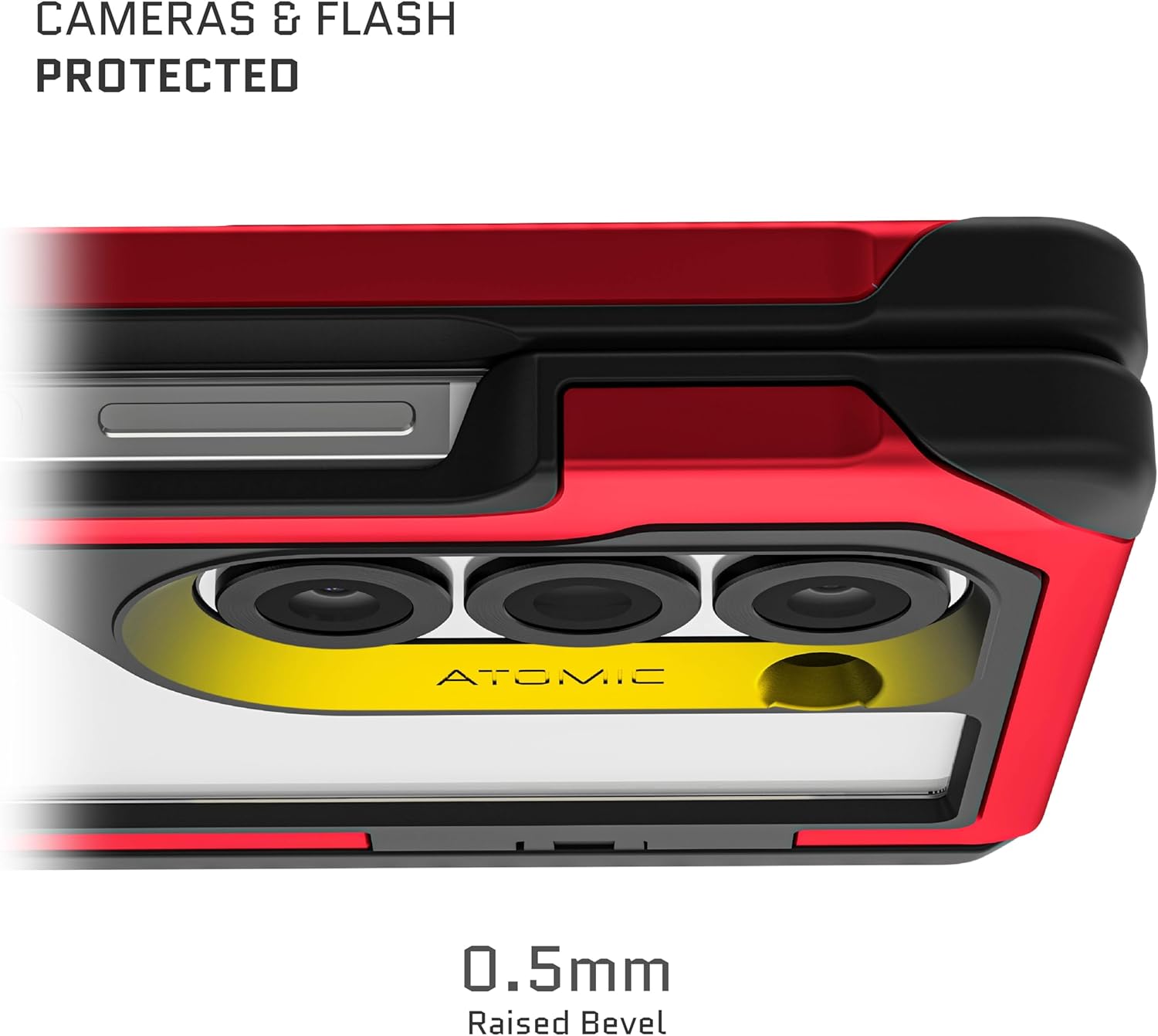 Ghostek Atomic Slim Galaxy Z Fold 6 Case with Built-in Kickstand - Clear Back with Aluminum Metal Bumper, Protective Phone Case, Limited Edition Color for 2024 Samsung Z Fold 6 Case (7.6") (Red)