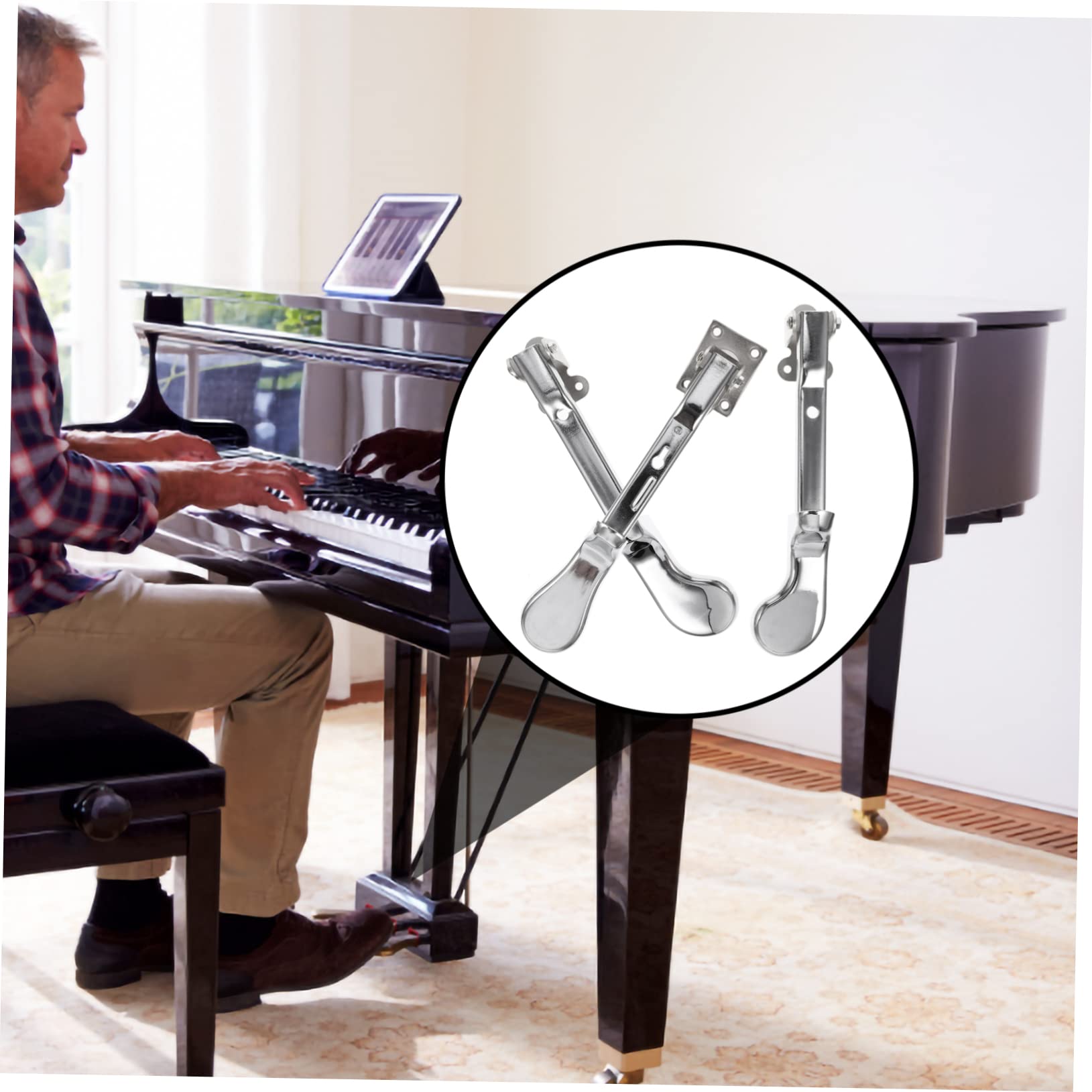 Toyvian 3 szt. pedały fortepianowe, akcesoria do naprawy fortepianu, przyłącze pedałów, wymiana części fortepianu, pionowa dostawa artykułów spożywczych, komponenty instrumentów muzycznych, stop