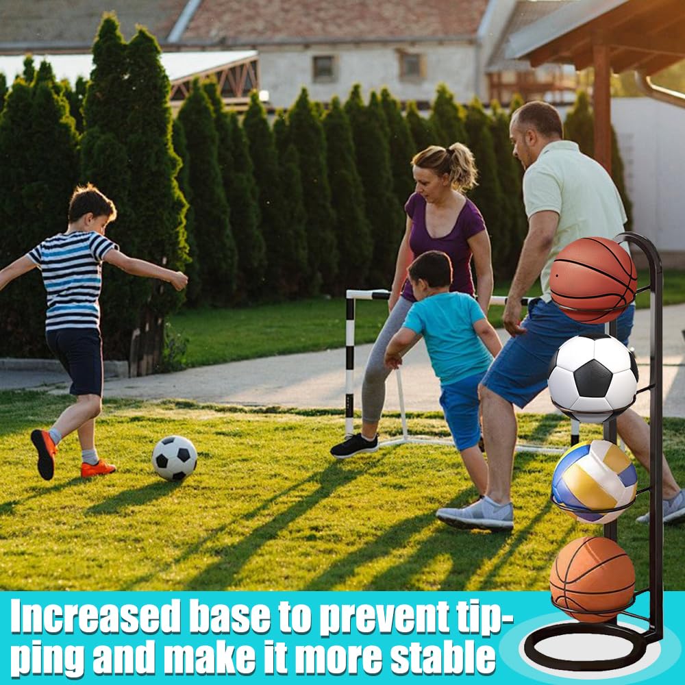 Soporte Vertical para Pelotas de Fútbol Baloncesto, Estante de Almacenamiento de 4 Niveles