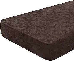 SearchI Capas de almofada de sofá de couro sintético de substituição reversível, capa de assento de sofá, protetor de móveis, capa macia com fundo elástico (grande, marrom poliuretano)