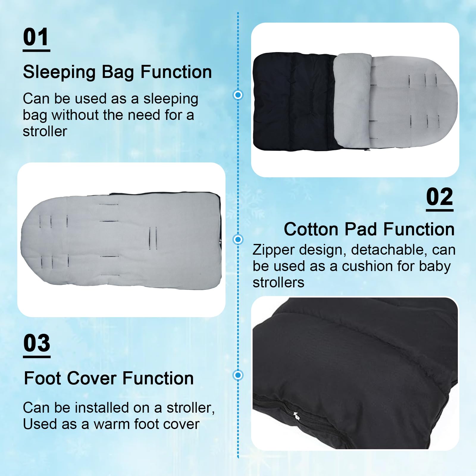 Sacco Passeggino Invernale 3 In 1 - Impermeabile E Antivento Con Cerniere | Grigio Per 0-3 Anni - Foto 4