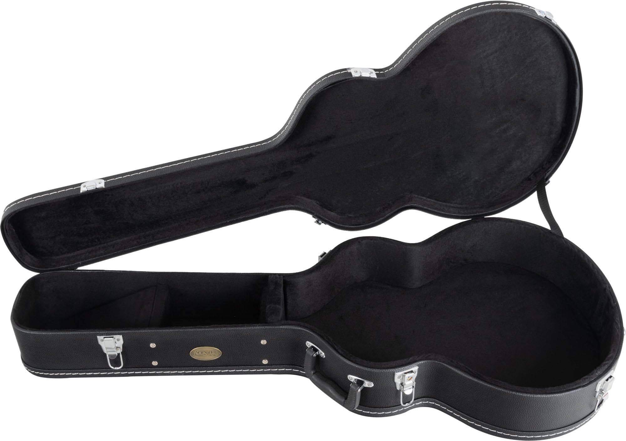 ROCKTILE Custodia Per Chitarra Elettrica 4/4 Jumbo Jazz Style (gigbag imbottito, tasca interna integrata, chiudibile a chiave, lunghezza totale: 110cm) Nero