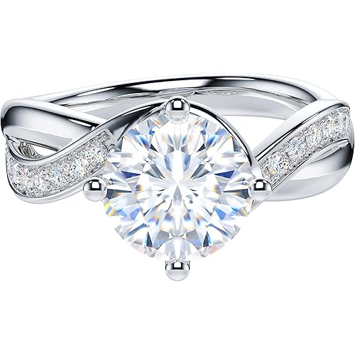 THELANDA 2CT Genuine Moissanite or Simulated Diamond Sterling Silver Twisted Swirled Wrapped Infinity Promise Engagement Ring For Women