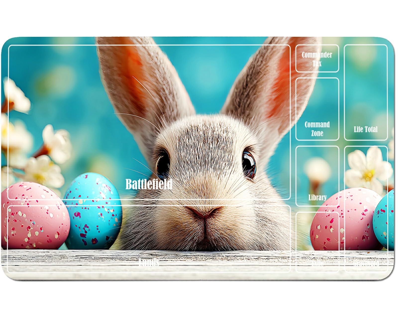 RWUTYTIUL Rabbit Ball for MTG Playmat 24 X 14 Inch, Stitched Card Game Mat for Commander Board TCG RPG CCG Desktop Tablet Mouse Pad for Enthusiasts Playing Accessories