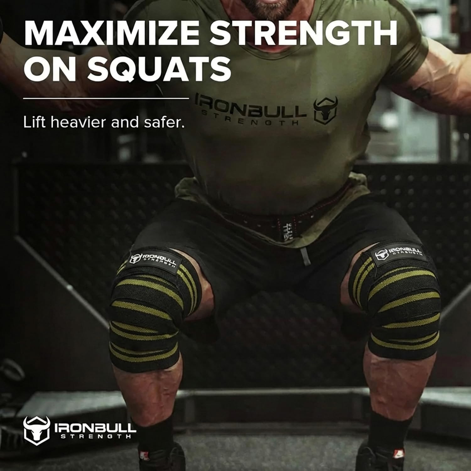 Knee Wraps for Weightlifting - 80" Elastic Knee Straps for Squats and Weight Lifting - Lifting Knee Wraps for Strength & Compression Wrap - Knee Support for Squatting, Powerlifting, Gym