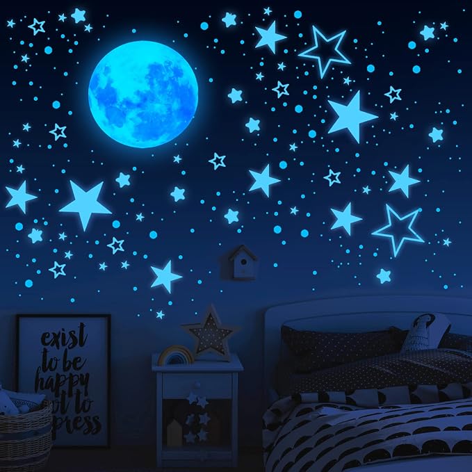 Glow in The Dark Stars for Ceiling, 1049PCS Wall Stickers Inculding Moon and Stars Decor