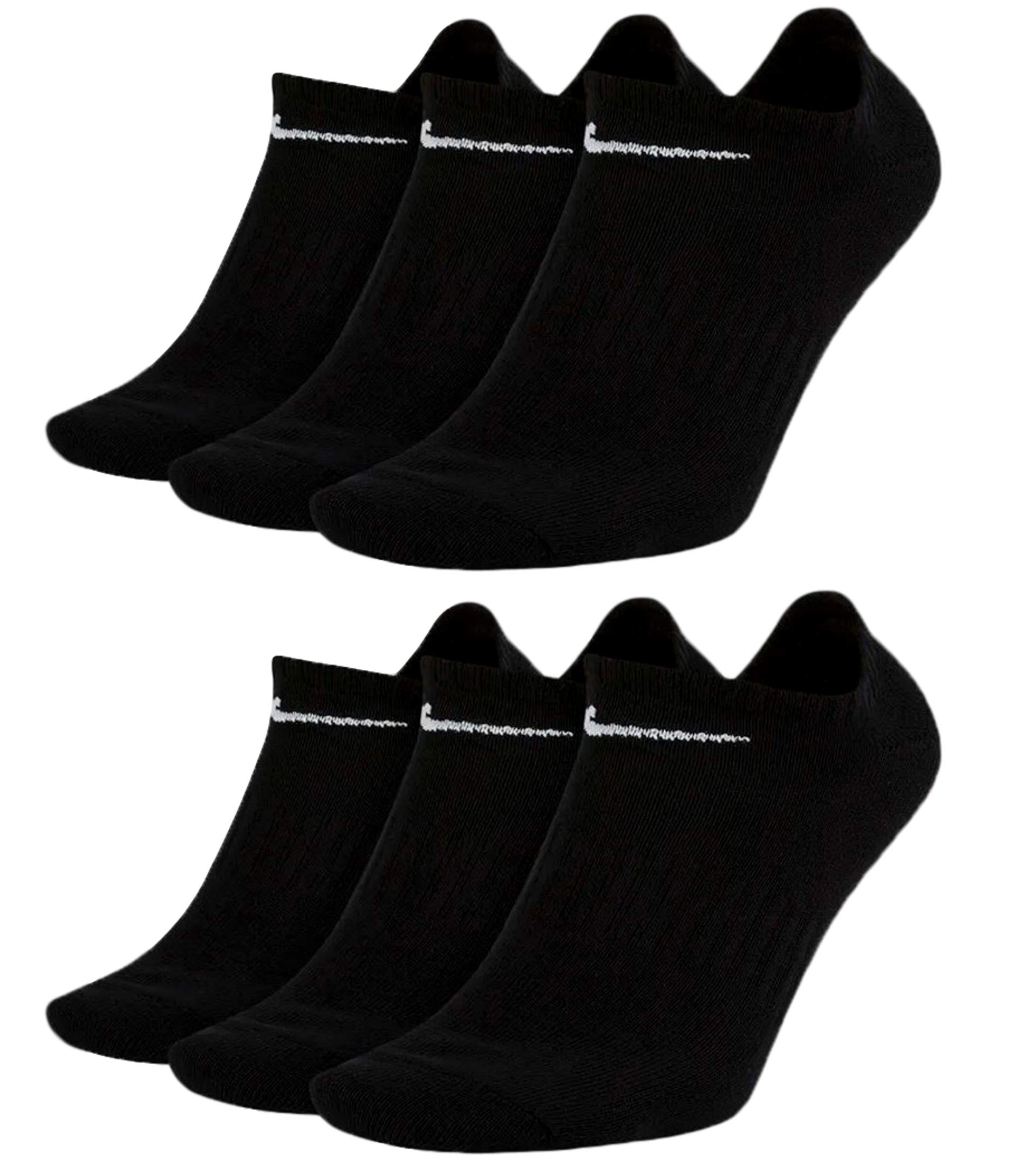 NIKE Socken 6 Paar Sneakersocken Füßlinge Socken SX7678 Weiß Grau Schwarz, Farbe:Schwarz, Socken Neu:42-46