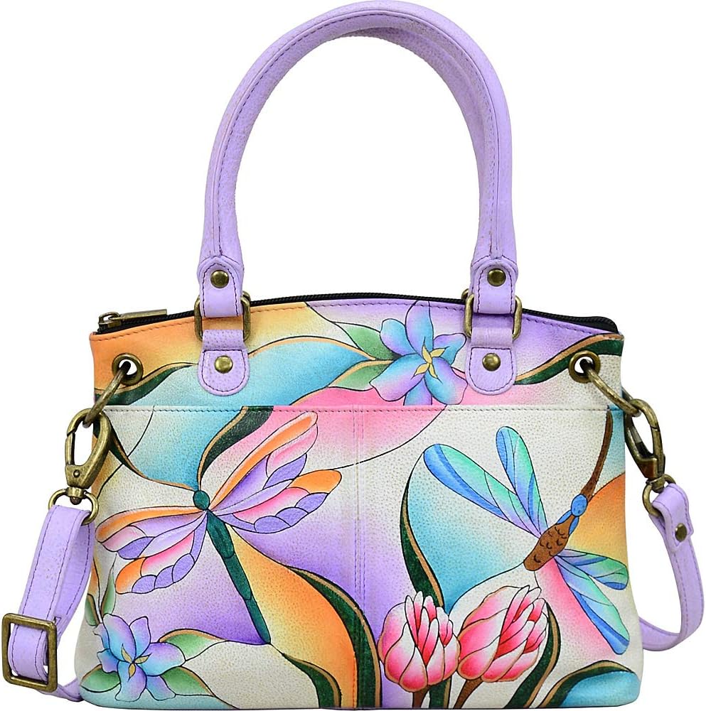 Anna by Anuschka Women's Original Genuine Leather Hand-Painted Small Satchel - Leather Handbag for Women | Original, Genuine Leather, Hand-Painted, for Women
