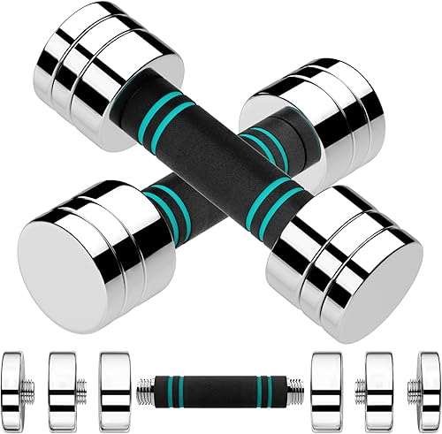 LIFERUN Juego de 2 mancuernas ajustables de acero, 51015 libras, mango de espuma antideslizante y cómodo, juego de mancuernas ajustables para