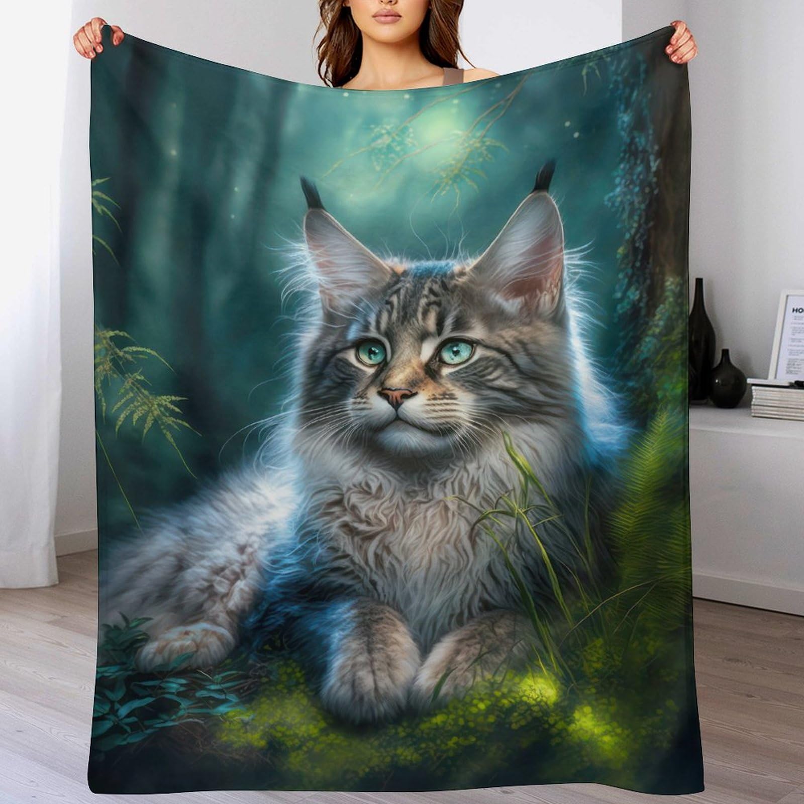 Couverture Maine Coon plaid flanelle douce idée cadeau pour passionnés de chats