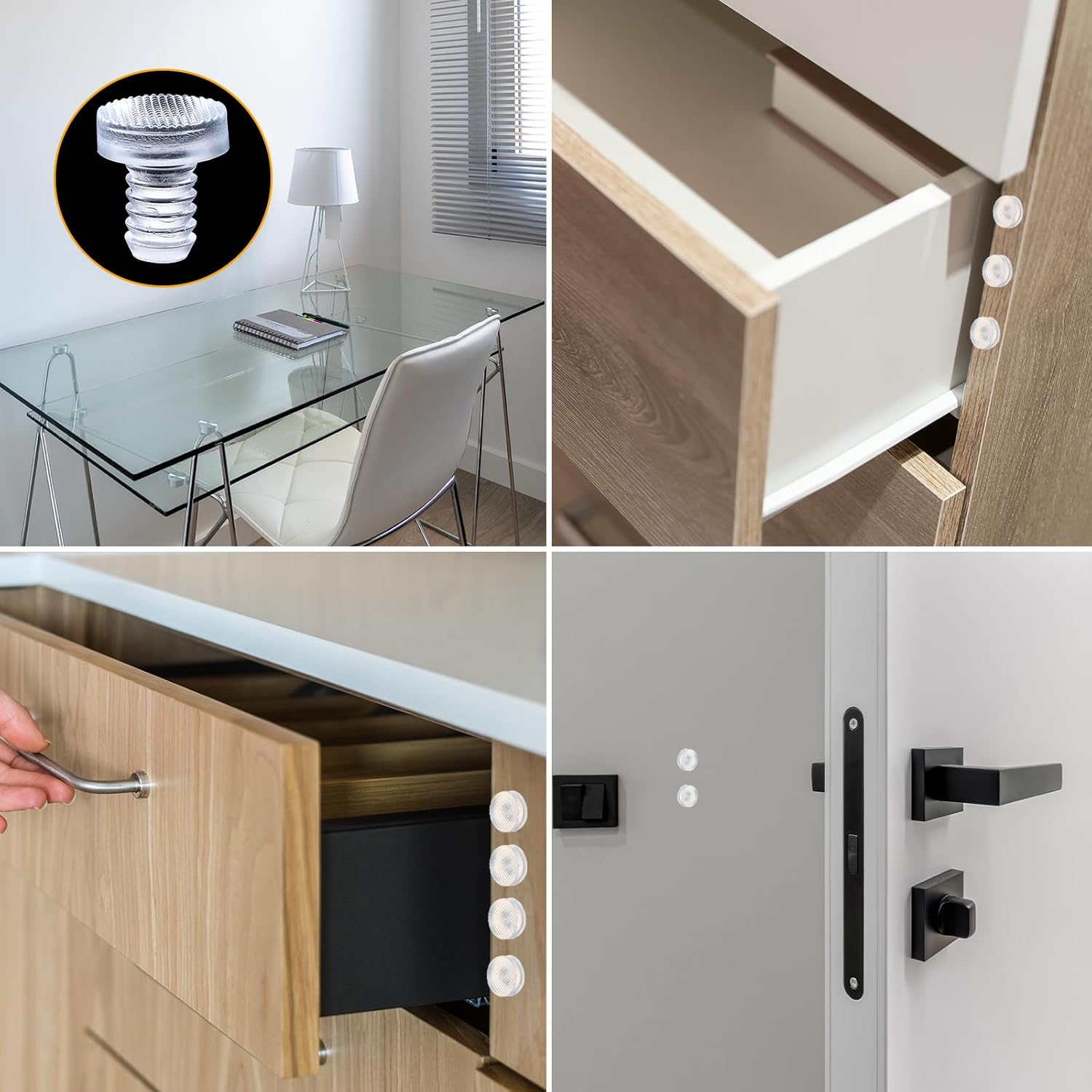 Gjinxi 75PCs Glass Top Table Bumpers with Stem, 5 Size Clear Table Grippers Patio Table Spacers Glass Table Top Bumpers for Table Furniture Cabinet (0.19/0.20/0.21/0.24/0.35in) 5 71pdYgkGblL. AC SL1500