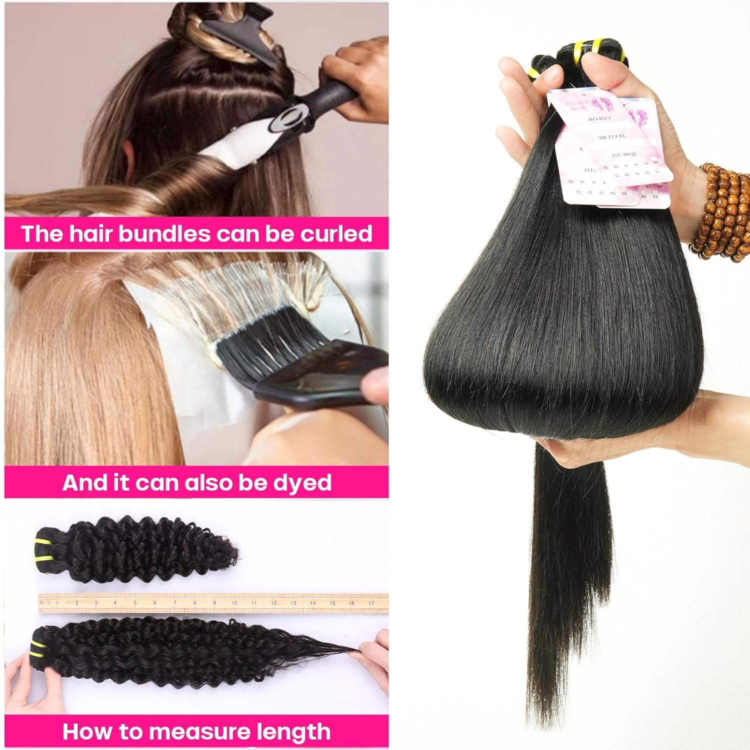 Real Raw Straight Bundles Human Hair 12A Human Hair Bundles 100% Unprocessed Virgin Double Weft Hair Bundle Natural Black Hair Extension for Women (1B Straight, 14 Inch)