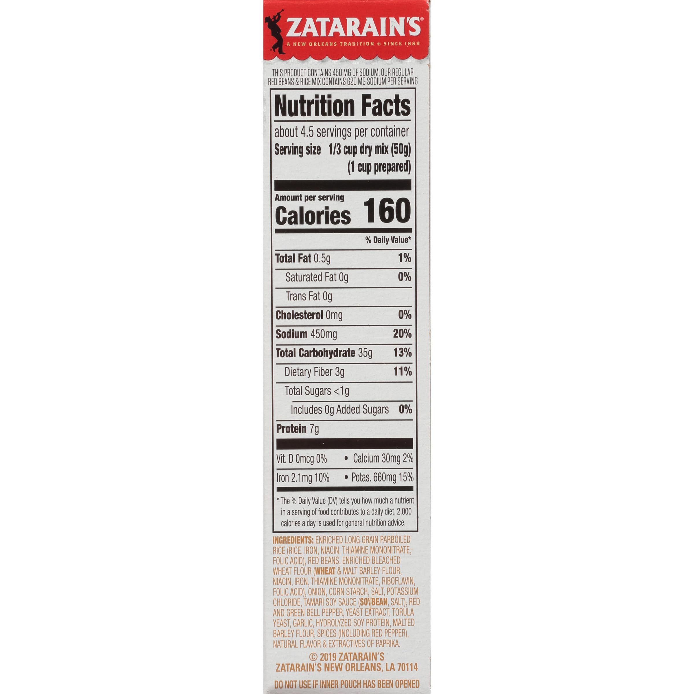 Zatarain's Reduced Sodium Red Beans & Rice Mix, 8 oz (Pack of 8)
