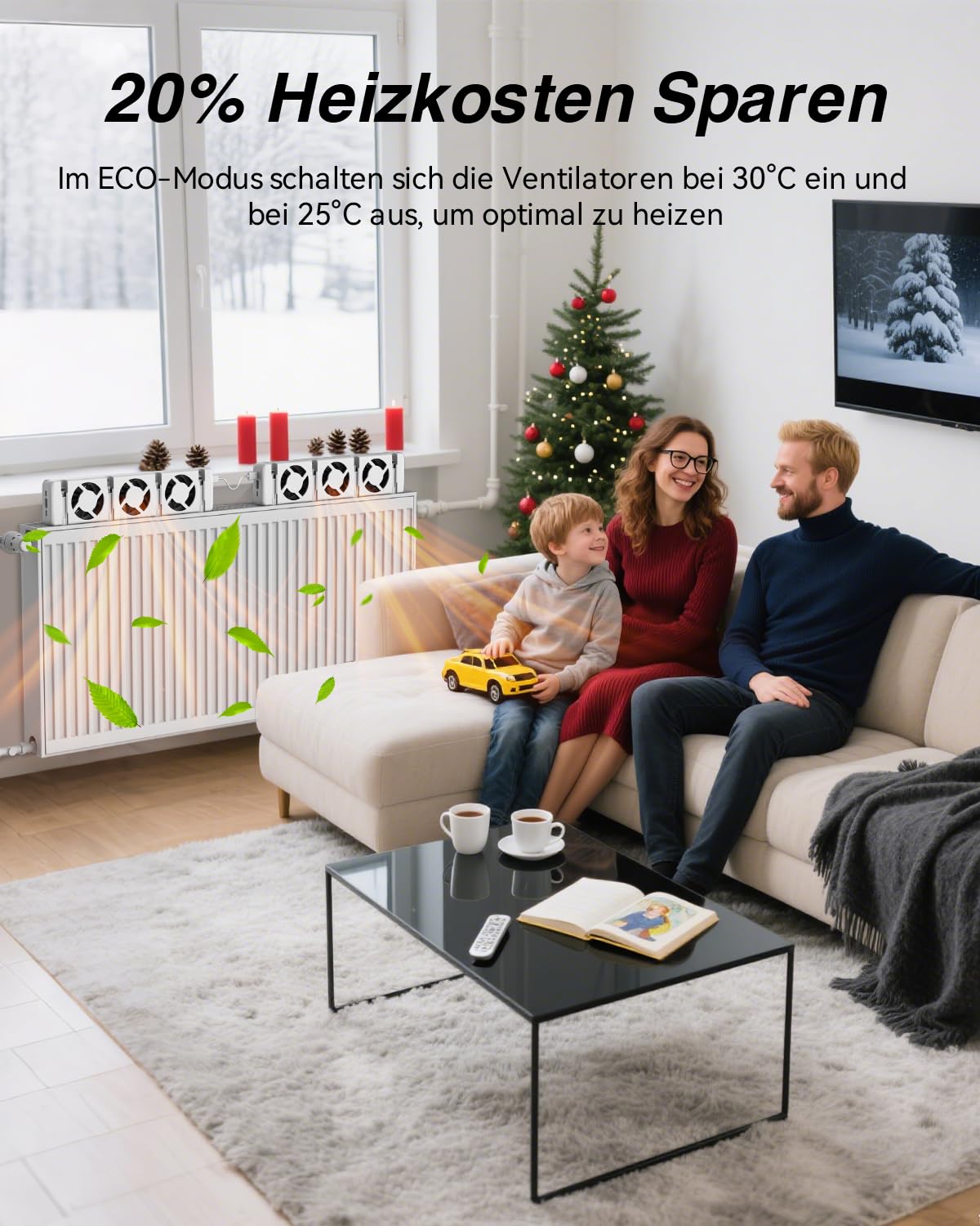 Lot de 2 ventilateurs de radiateur silencieux pour radiateurs et sous-chauffages, ventilateur de chauffage durable jusqu'à 22 % d'économie d'énergie, ventilateur pour radiateur