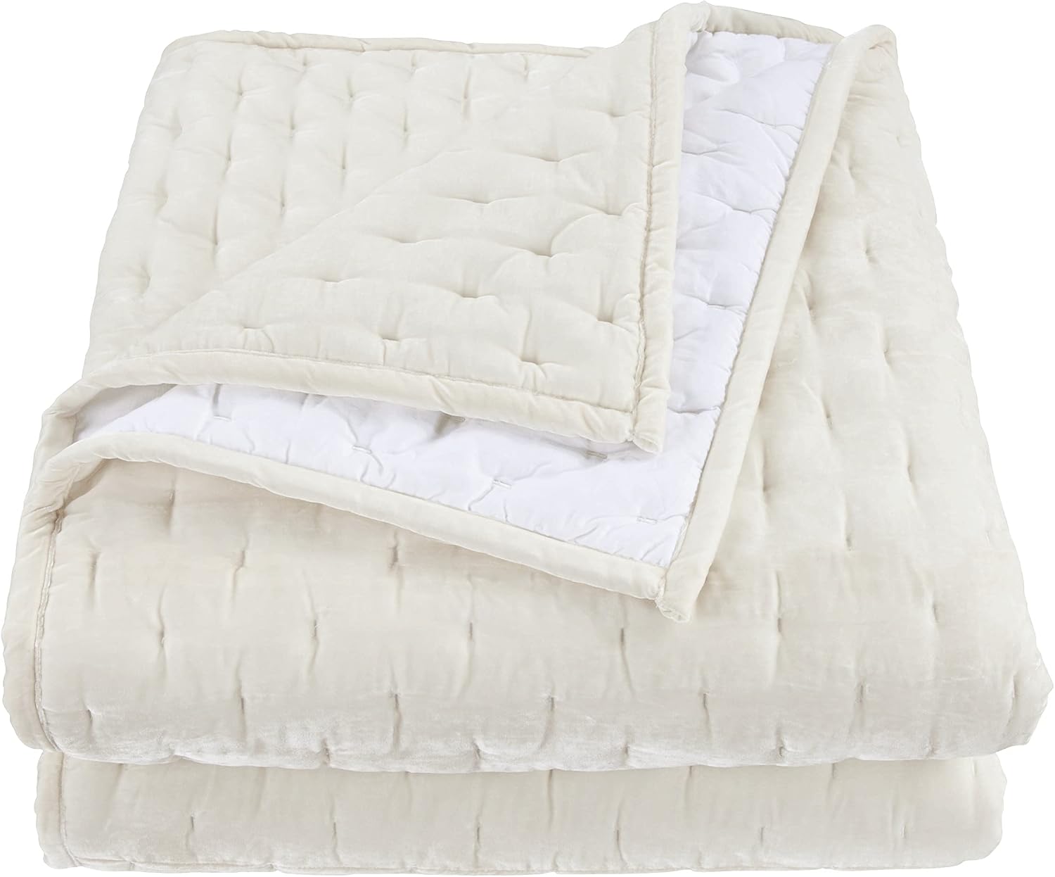 HiEnd Accents Stella Faux Silk Velvet 3 Piece Quilt Set with Pillow Shams, King, Stone Solid Color, Romantic Modern Western Traditional Style Luxury Bedding, 1 Quilt and 2 Pillowcases