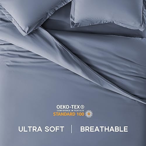 Miniatura 4 de SONIVE Juego de funda de edredón súper suave y transpirable, microfibra de doble cepillado de 3 piezas con cierre de cremallera, 8 lazos en las