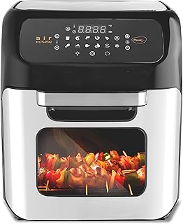 Pigeon 12L Air Fryer Oven (2-in-1 OTG + Air Fryer) | 1800W | Digital Touchscreen | 9 Preset Menus | Rotisserie | 7 Accessories Included | Air Fry, Bake, Broil, Toast, Defrost | 2Y Warranty | Black