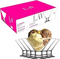 Vista 6 de Juego de cuencos de helado con patas de vidrio, tazas pequeñas para helado, cuencos de vidrio transparente para servir postres para trífle, sorbete