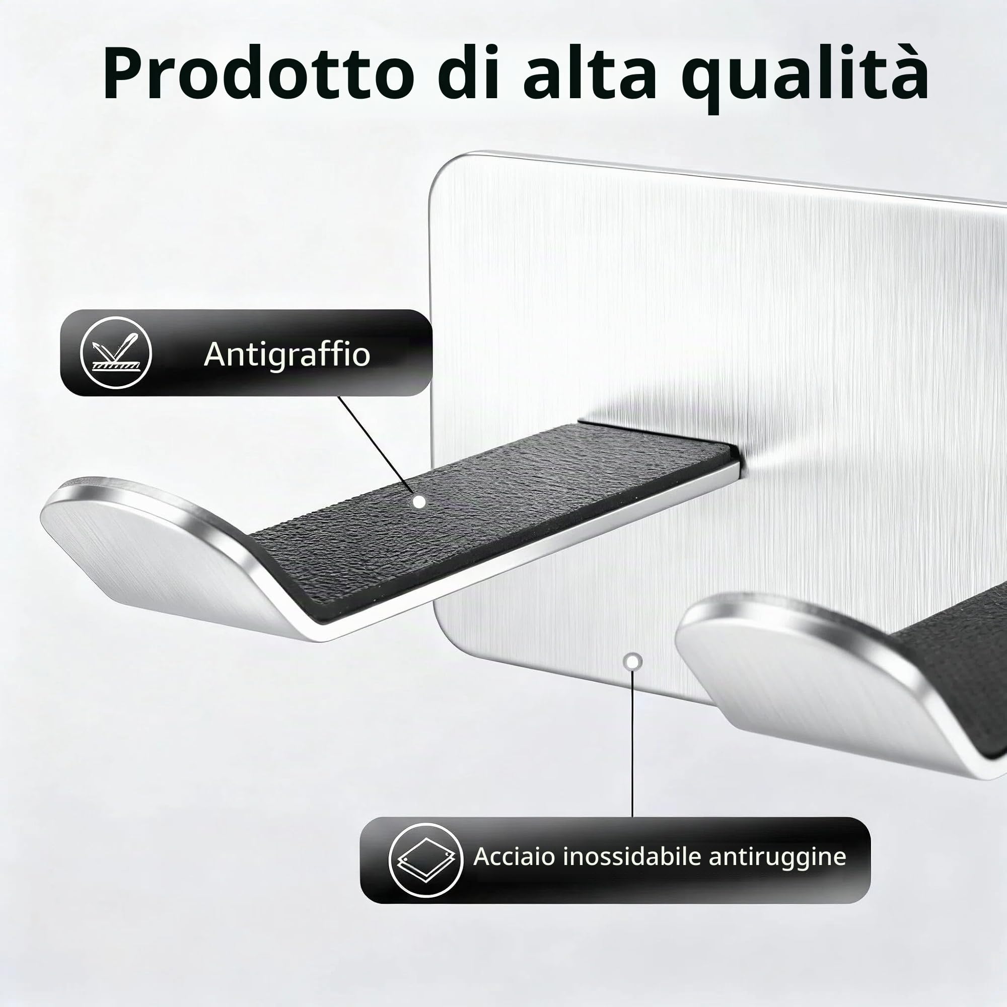 Porta Asciugacapelli a Parete Universale - Supporto per Asciugacapelli con Gancio Cavo, Organizzatore Bagno/Camera/Parrucchiere, Acciaio Inossidabile 304 Antiruggine, Design Moderno (Argento)