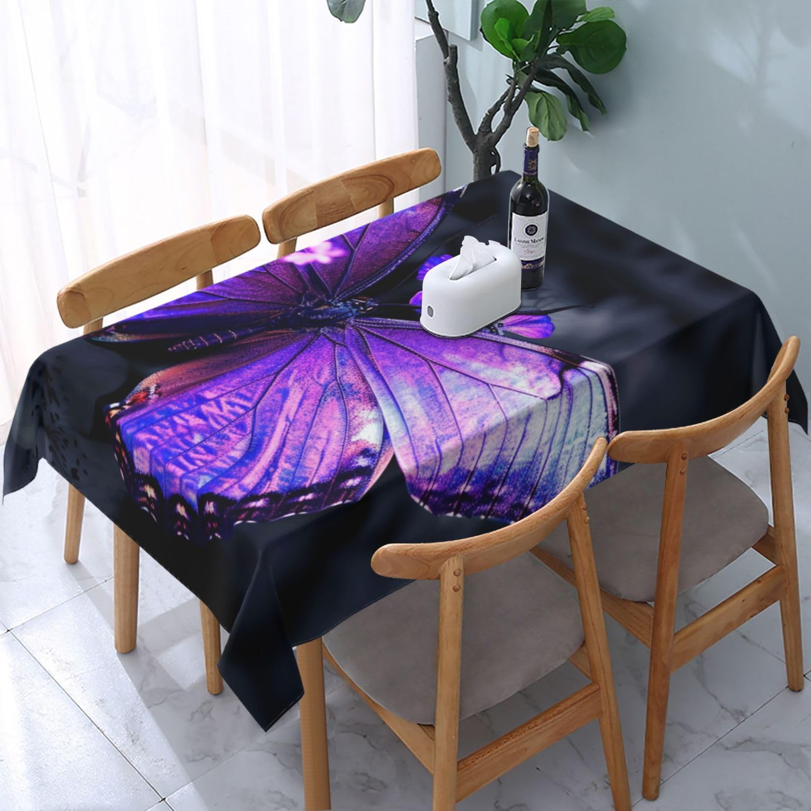 WPKJU Butterfly Printed Tablecloth Water Resistant Table Cover Washable Rectangle Table Cloth for Tables 54x72 in