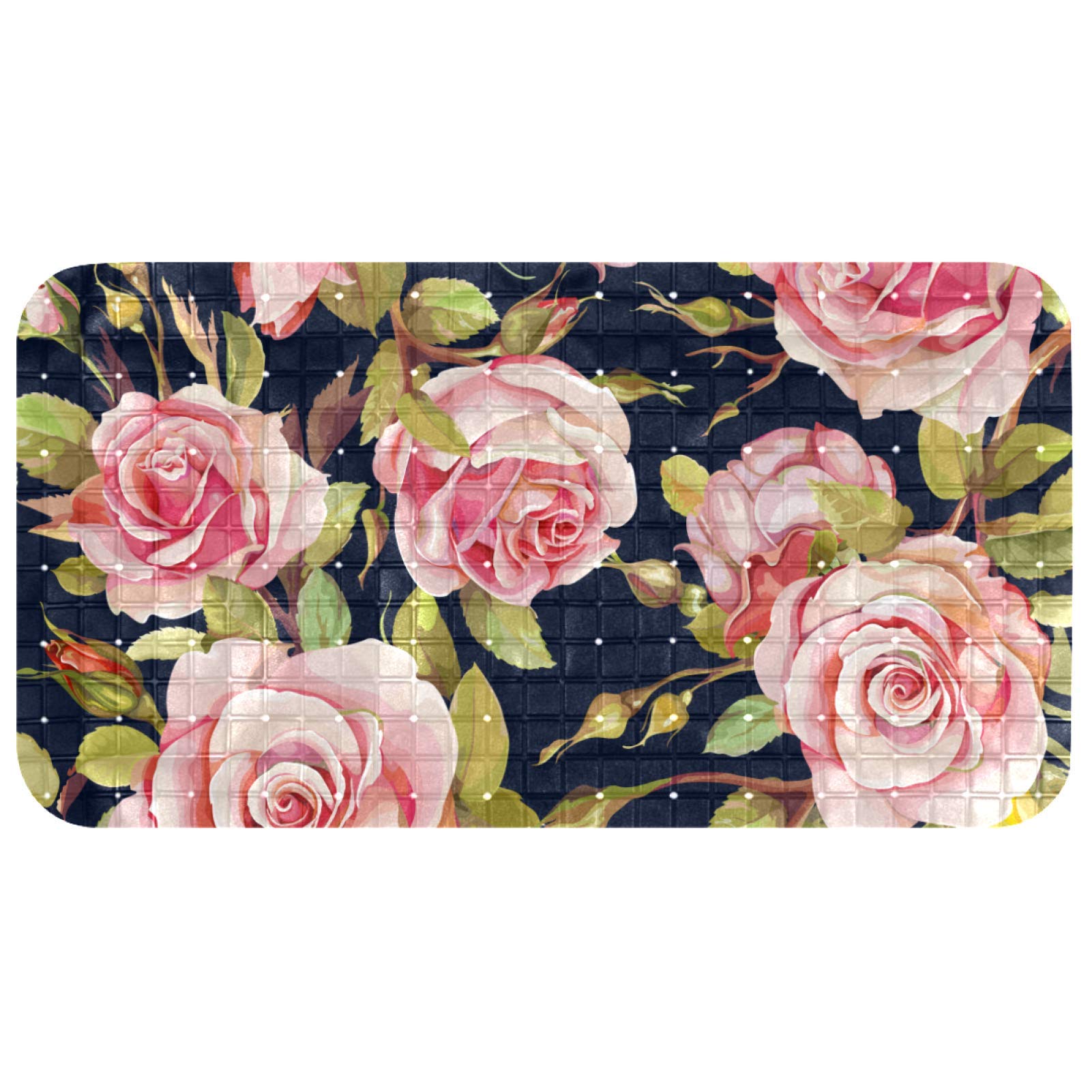 Tapis de bain à séchage rapide motif roses roses Bennigiry 37x67 cm