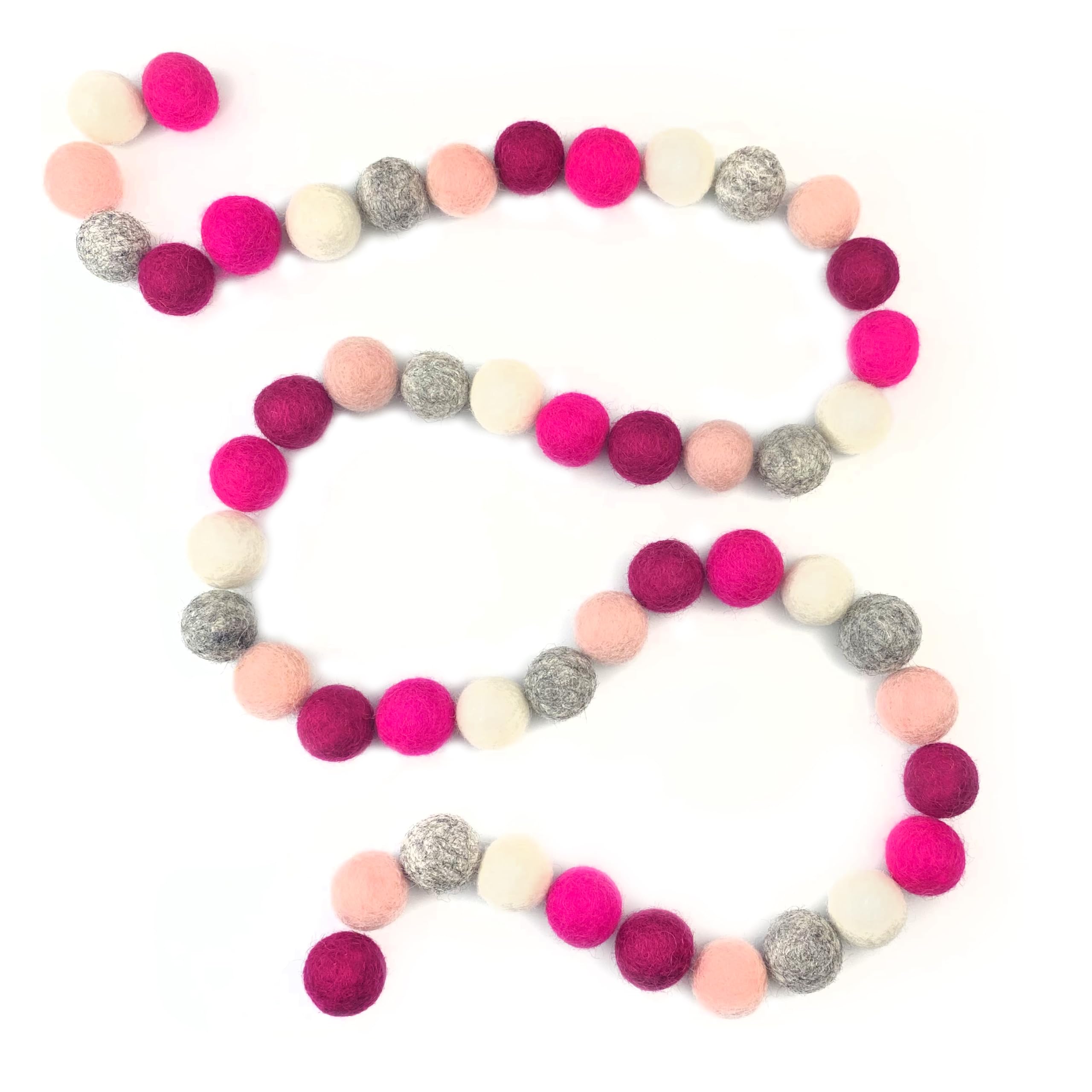 Wildflower by hu hands Cozy Love Wool Pink Felt Balls | Pink and Gray Colors for DIY Pom Craft, Garland, Baby, Decor, Essential Oil, Cat | .8 - 1 Inch | 2.5 CM | Bulk Handmade 50 Pompoms | Muslin Bag - Image 6