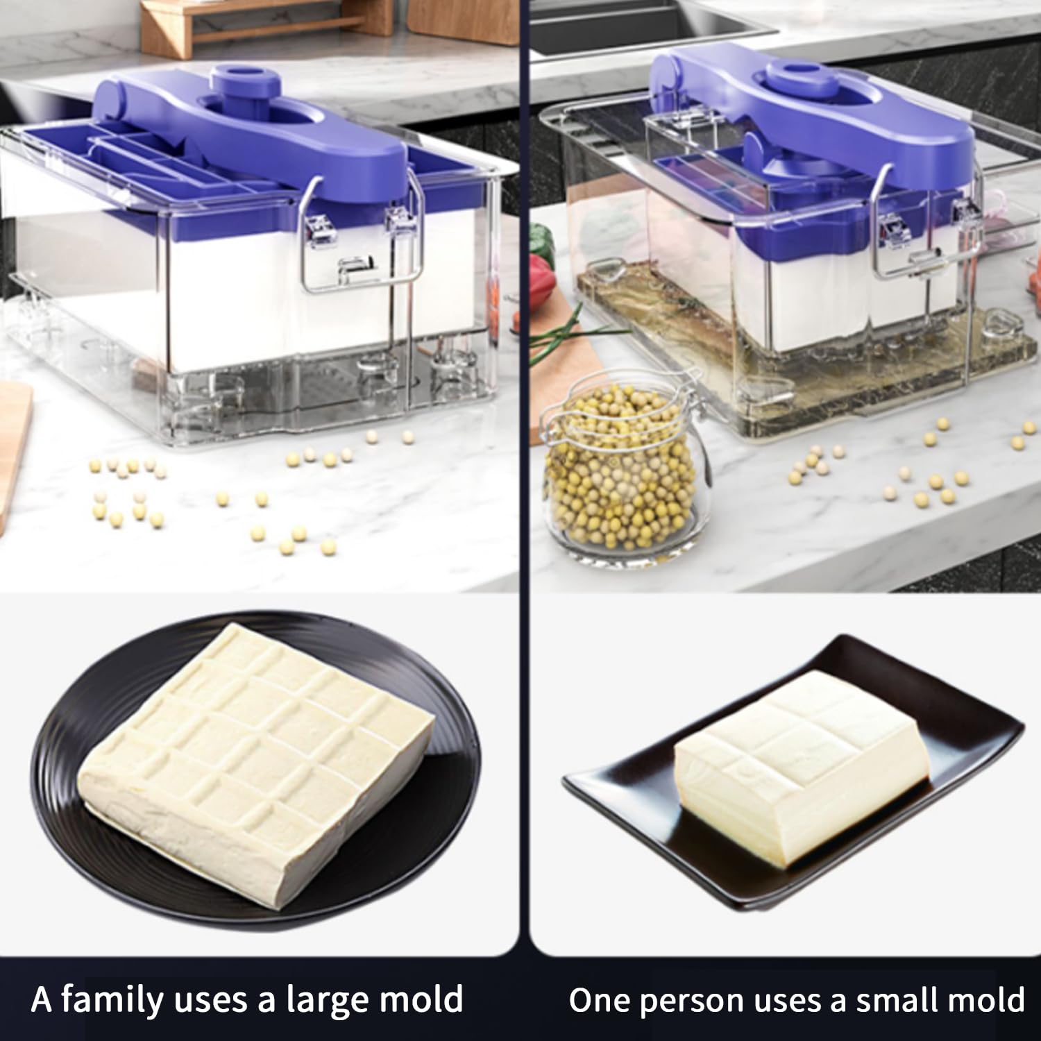Tofu prasa do tofu, "zrób to sam", z tworzywa sztucznego, z naciskiem sprężynowym, zestaw 2 foremek do tofu, prasa do sera, tofu do mocnego/bardzo mocnego tofu, bez BPA