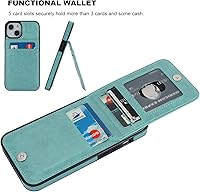Vista 4 de KIHUWEY Compatible con iPhone 14 Funda Cartera con Soporte para Tarjeta de Crédito, Tapa de Cuero Premium con Cierre Magnético Atril Funda