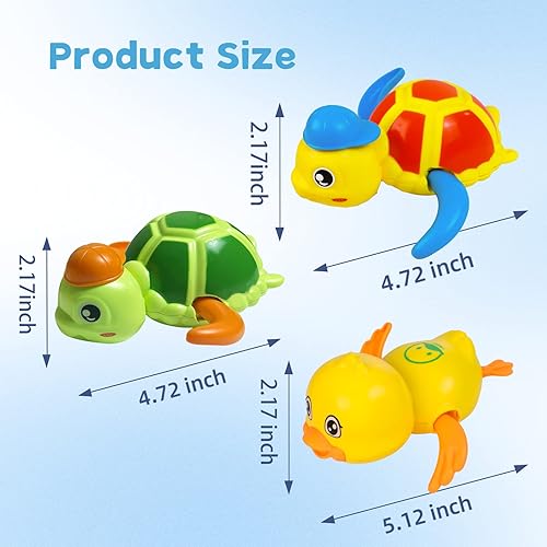 Miniatura 6 de Cuterabit Juguetes de baño para bebés, tortuga flotante y pato de natación, juguetes de agua para verano, juguetes de bañera, juguetes de piscina